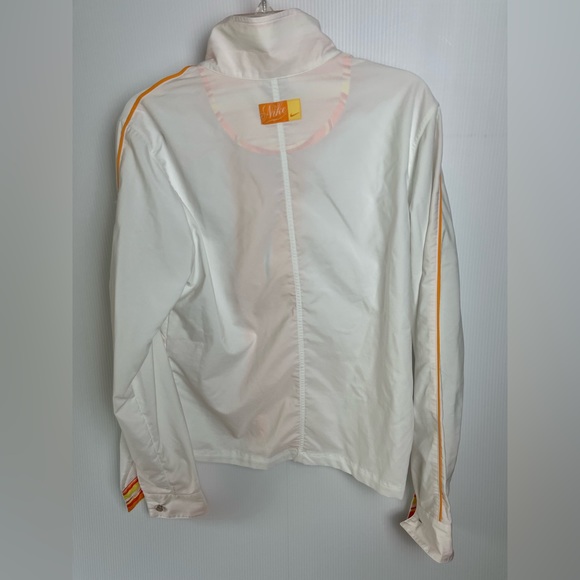💲8️⃣ Nike Women's Large Windbreaker Jacket White Orange Yellow Full Zip Front - Picture 3 of 8